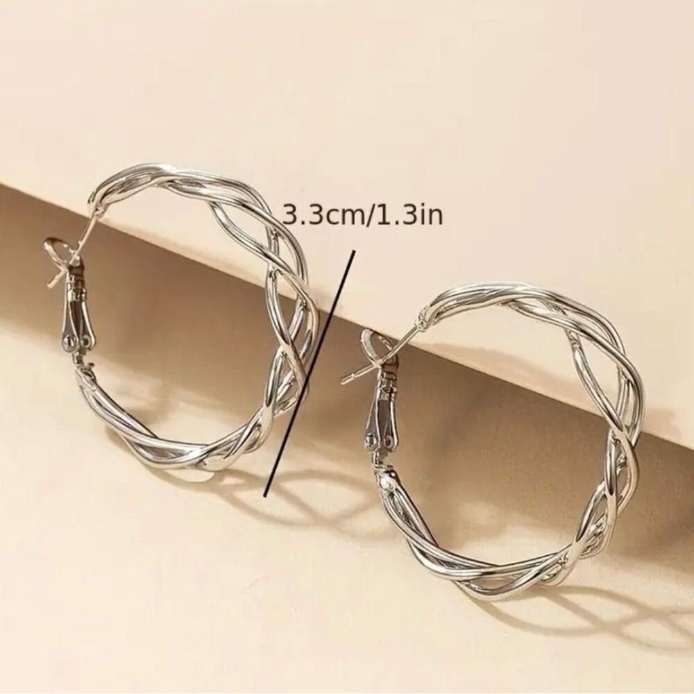 Open Twist Silver/Tone Earrings - Picture 4 of 5